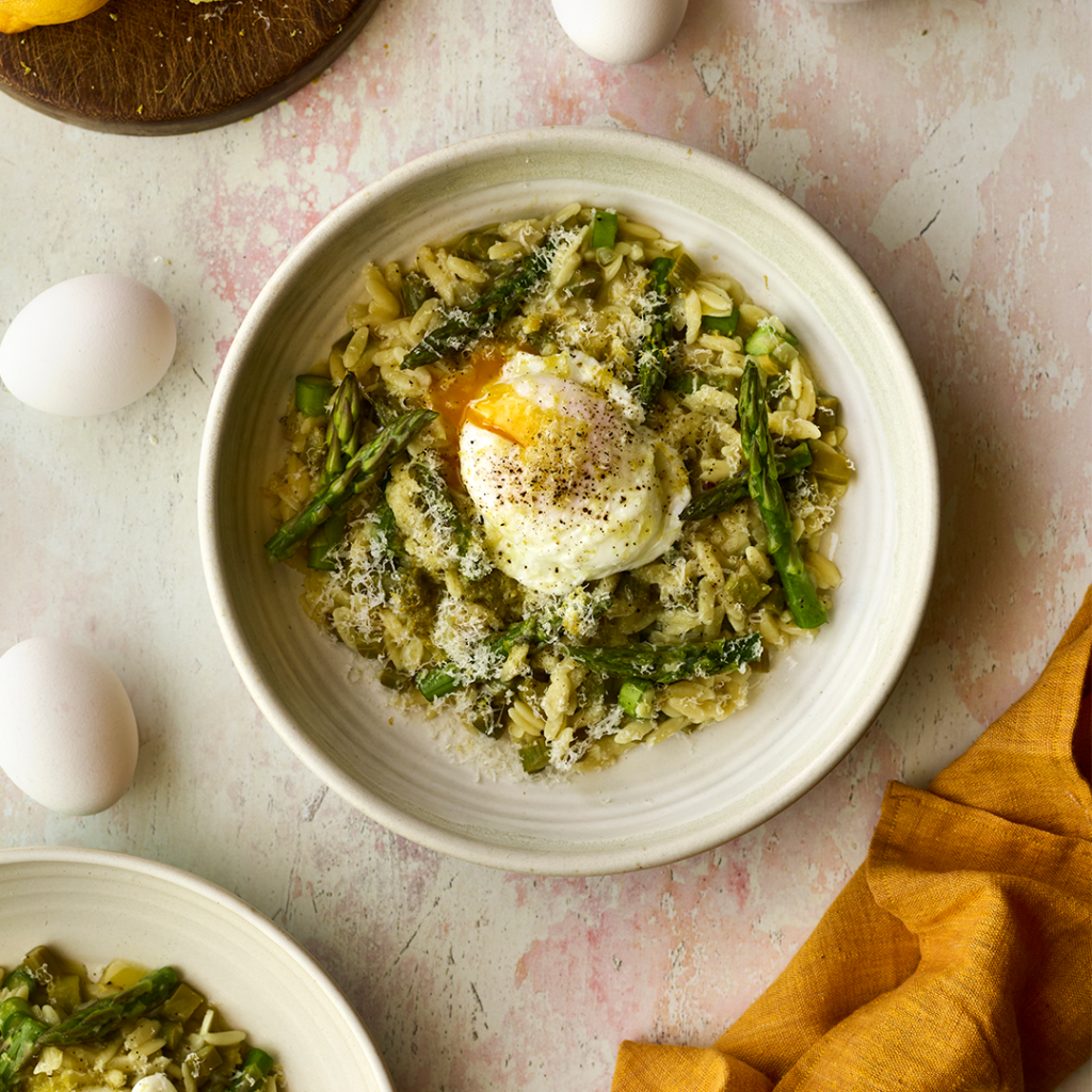 Asparagus orzotto Respectful Eggs