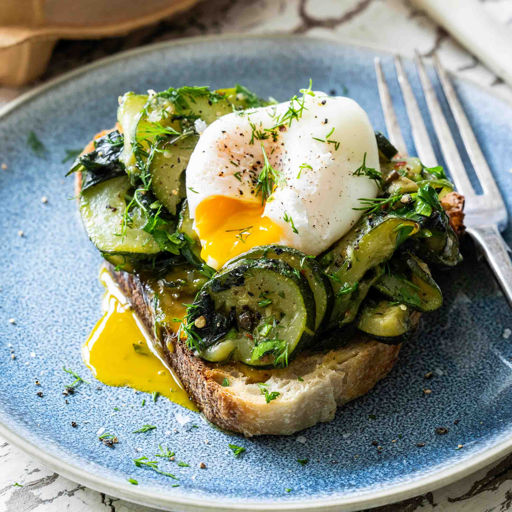 Slow cooked courgettes